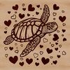 Beautiful Stylized Sea Turtle Clip Art A hand-drawn sea turtle design featuring a stylized animal with love hearts.