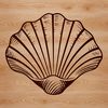 A simple seashell icon in vector format, suitable for use as clip art or stencil design.