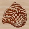 A stylized illustration of a seashell, suitable for seaside-themed projects and designs.