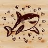 A stylized illustration of a shark with heart details, suitable for vector graphics design.