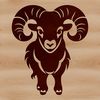 Ram Silhouette A high-quality digital illustration of a ram standing on a green pasture.