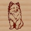 Adorable Shetland Sheepdog Silhouette A simple line drawing of a seated Shetland sheepdog dog breed with minimal details.