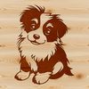 A sitting Shetland sheepdog with a calm demeanor, suitable for vector design projects.
