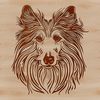 Lovely Sheltie Dog Silhouette A Shetland sheepdog with its head slightly tilted, suitable for digital design and cutting machine projects.
