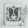 Ornate Design of a Shetland Dog's Portrait A high-resolution illustration of a Shetland Sheepdog's head, created as vector art.