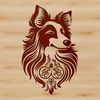 Vector Art Shetland Sheepdog Portrait Close-up vector art of a Shetland sheepdog's face with ornate details and textures.