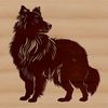 A standing Shetland sheepdog breed dog portrait in vector format.