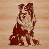 Beautiful Small Dog Breed Illustration A seated Shetland sheepdog, a small herding breed dog.