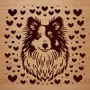 Shetland Sheepdog Portrait with Heart Design A portrait of a Shetland Sheepdog with heart details on its head.