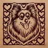 A colorful illustration of a Shetland Sheepdog's head with ornate details.
