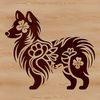 Elegant Canine Companion Illustration Shetland Sheepdog breed illustration in ornate floral design