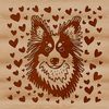 Adorable Sheltie Close-Up A close-up illustration of a Shetland Sheepdog's head with heart symbols incorporated into the design.