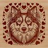 Shetland Sheepdog Vector Art A detailed SVG design of a Shetland Sheepdog's head with heart motifs incorporated into the art.