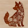 Floral Dog Breed Clipart A sitting Shiba Inu dog with a floral patterned background.