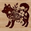 Cute Shiba Inu in Floral Garden A standing Shiba Inu breed dog in a floral setting, suitable for vector art and clipart designs.