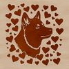 Heartful Dog Breed Portrait A stylized illustration of a Shiba Inu's head with heart patterns, suitable for vector design and commercial use.