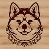 Decorative Dog Portrait in Vector Format A stylized illustration of a Shiba Inu's head with ornate details, suitable for digital art and design projects.