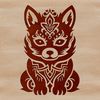 Beautiful Dog Breed SVG Art A seated Shiba Inu dog breed illustration in ornate style.