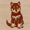 Calm Shiba Inu Portrait A Japanese breed dog, the Shiba Inu, sitting on its haunches with a calm expression.