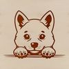 Cute Shiba Dog Face Illustration A close-up view of a Shiba Inu's head peeking out from behind something, showcasing its distinctive features.