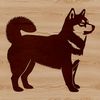 A digital illustration of a standing Shiba Inu dog breed.