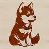Friendly Shiba Inu Character Illustration A sitting Shiba Inu dog breed with distinctive fox-like features.