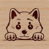 Shiba Inu Face Silhouette A digital illustration of a Shiba Inu's head, peeking out from behind something.