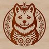 Shiba Inu Close-up Portrait Close-up illustration of a Shiba Inu's head with detailed features, suitable for vector art designs.