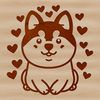 Sitting Shiba Inu Clip Art A sitting Shiba Inu dog with love hearts surrounding it.