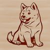 Vector Design Dog Breed Icon A Shiba Inu sitting on a surface, depicted in a simple vector design style.