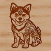 Cute Shiba Inu Breed Dog Illustration A sitting Shiba Inu breed dog with ornate features, suitable as vector art for digital design projects.