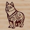 Beautiful Japanese-Inspired Pet Icon A standing Shiba Inu dog breed with distinctive fox-like features, suitable for digital art and design.