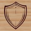 A graphic representation of a shield made from vector shapes.