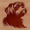 A detailed illustration of a Shih Tzu's head, suitable for vector art and graphic design.