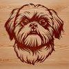 Delicate Dog Portrait Vector Graphic A detailed illustration of a small dog's head with a distinctive face and fur texture.