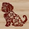 Vector Illustration of a Sitting Shih Tzu Close-up portrait of a Shih Tzu sitting on a floral background, suitable for personal or commercial vector art.