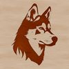 A digital illustration of a husky's head with fur detail.