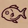 A simple line drawing of a smiling fish with bright colors and minimal details.