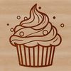 Simple Dessert Design SVG A minimalist vector illustration of a cupcake dessert in outline form.