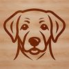 A simple line drawing of a Labrador Retriever dog's head in vector format.