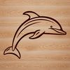 Sweet Dolphin Illustration A simple line drawing of a cute dolphin in the ocean.