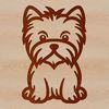 Line Drawing of a Sitting Dog Breed A simple line drawing illustration of a sitting Yorkshire terrier dog breed.
