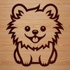 Fluffy Pomeranian Clip Art A simple line drawing of a sitting dog with fluffy fur, resembling a cute Pomeranian breed.