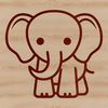 An illustration of a small elephant with endearing features designed as vector art.