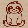Sloth Silhouette on a Tree Branch Simple line drawing of a sloth sitting on a tree branch, designed as vector art for digital applications.