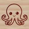 A simple line drawing illustration of an adorable octopus, suitable for various digital applications.