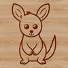 Simple line drawing illustration of a cute kangaroo.