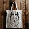 Shetland Sheepdog Head Silhouette Design Vector illustration of a small breed dog, specifically a Shetland sheepdog.