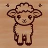 Sheep Silhouette in a Field An illustration of a single sheep animal standing on a green field.