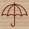 A simple line drawing of a compact umbrella on a rainy day.